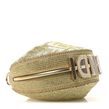 Fendi Crystal Vitello Laminato Suede FF Nano Fendigraphy Hobo Charm Platino 9 of 11