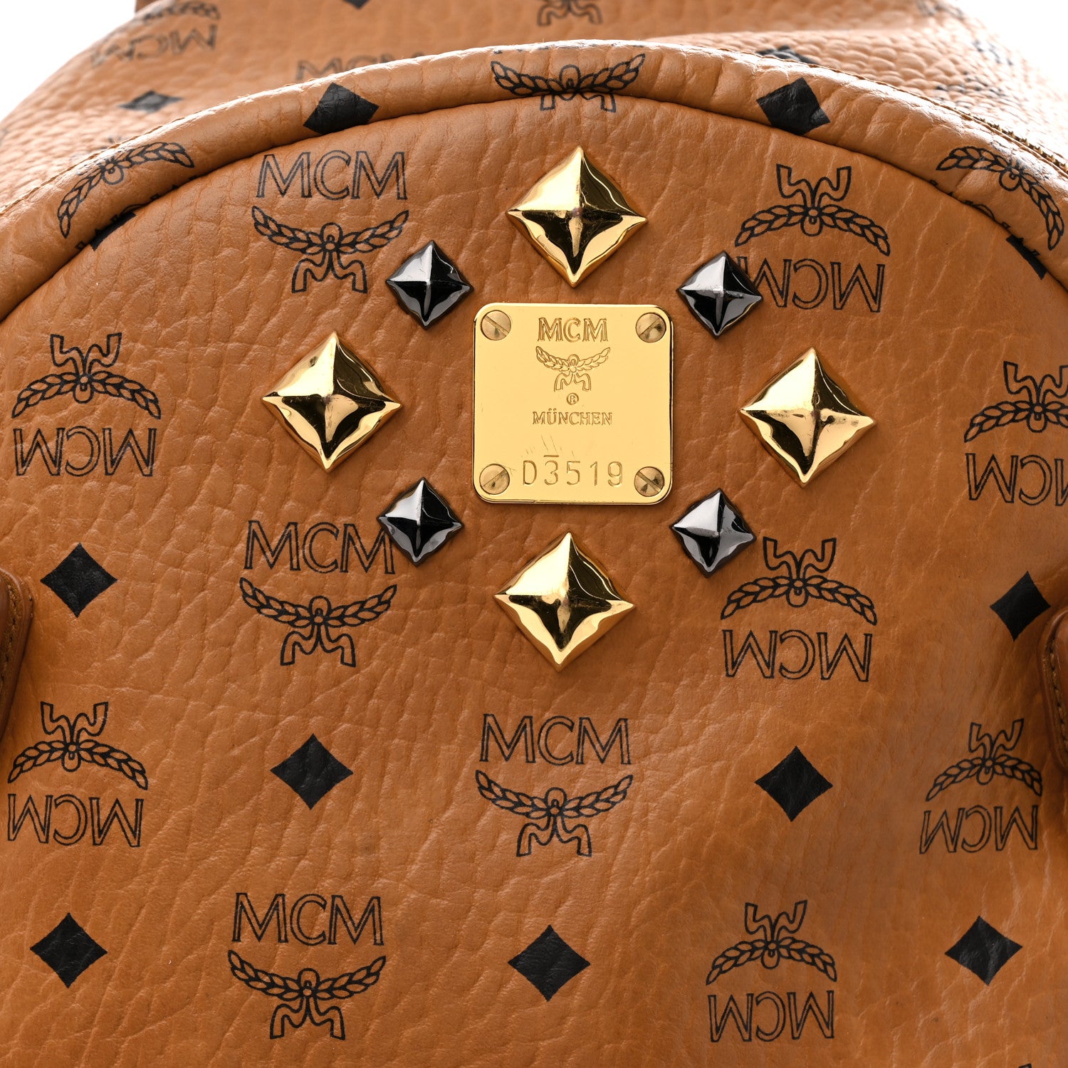 MCM Visetos Studded Medium Dual Stark Backpack Cognac 7 of 11