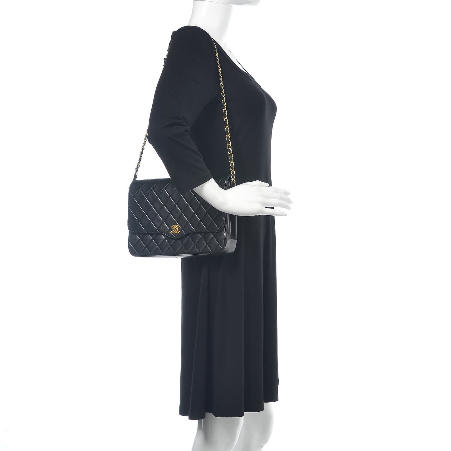 Lambskin Quilted Medium Single Flap Black