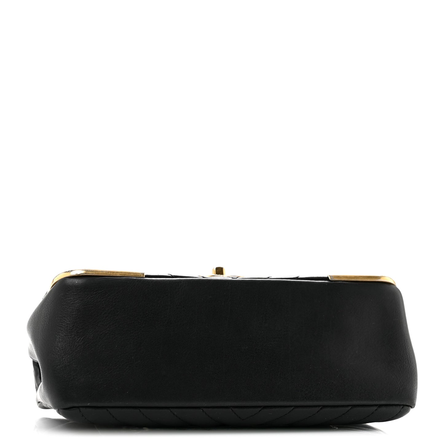 Calfskin Chevron Quilted Mini Rock The Corner Flap Black