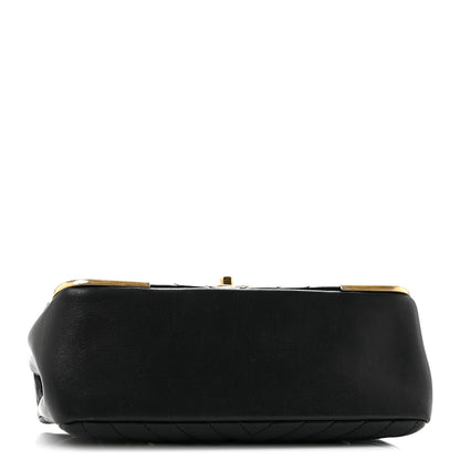 Chanel Calfskin Chevron Quilted Mini Rock The Corner Flap Black 4 of 13