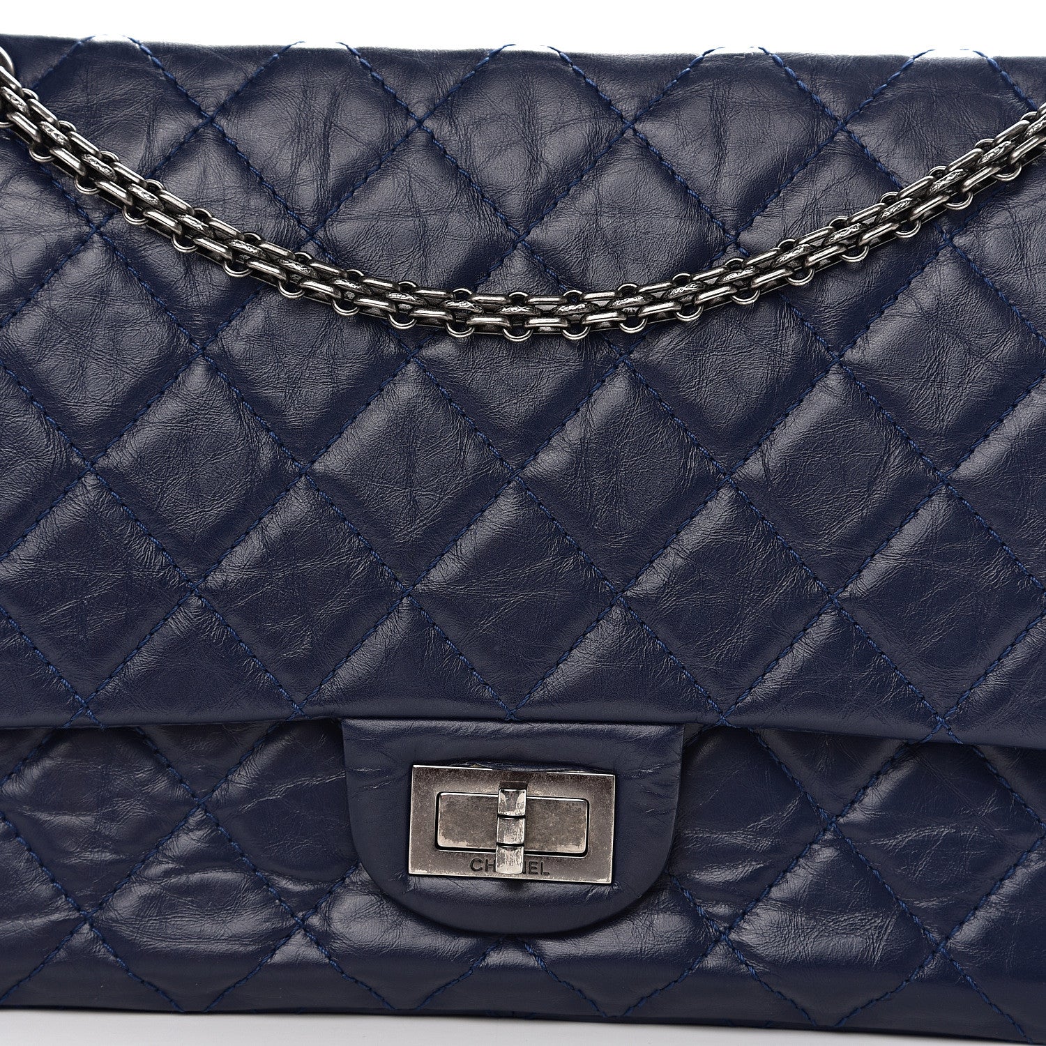 Chanel Aged Calfskin Quilted 2.55 Reissue 227 Flap Dark Blue 9 of 9