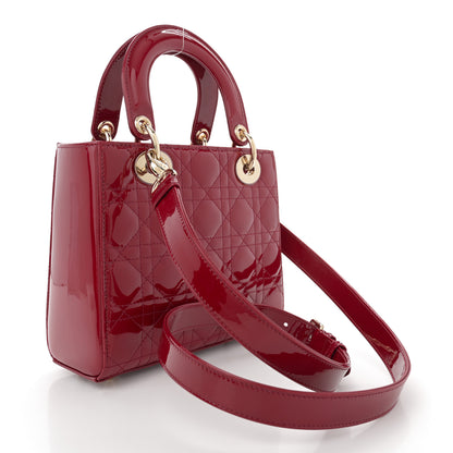 Christian Dior Patent Cannage Small Lady Dior Cherry Red 3 of 10