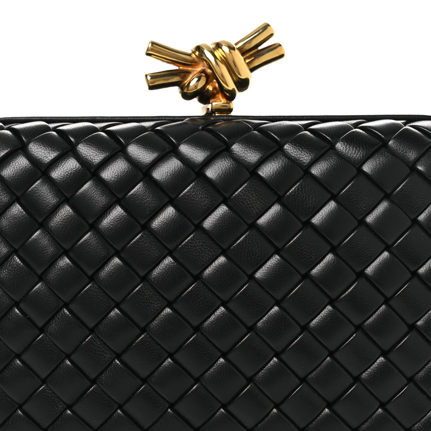 Nappa Intrecciato Knot Clutch Black
