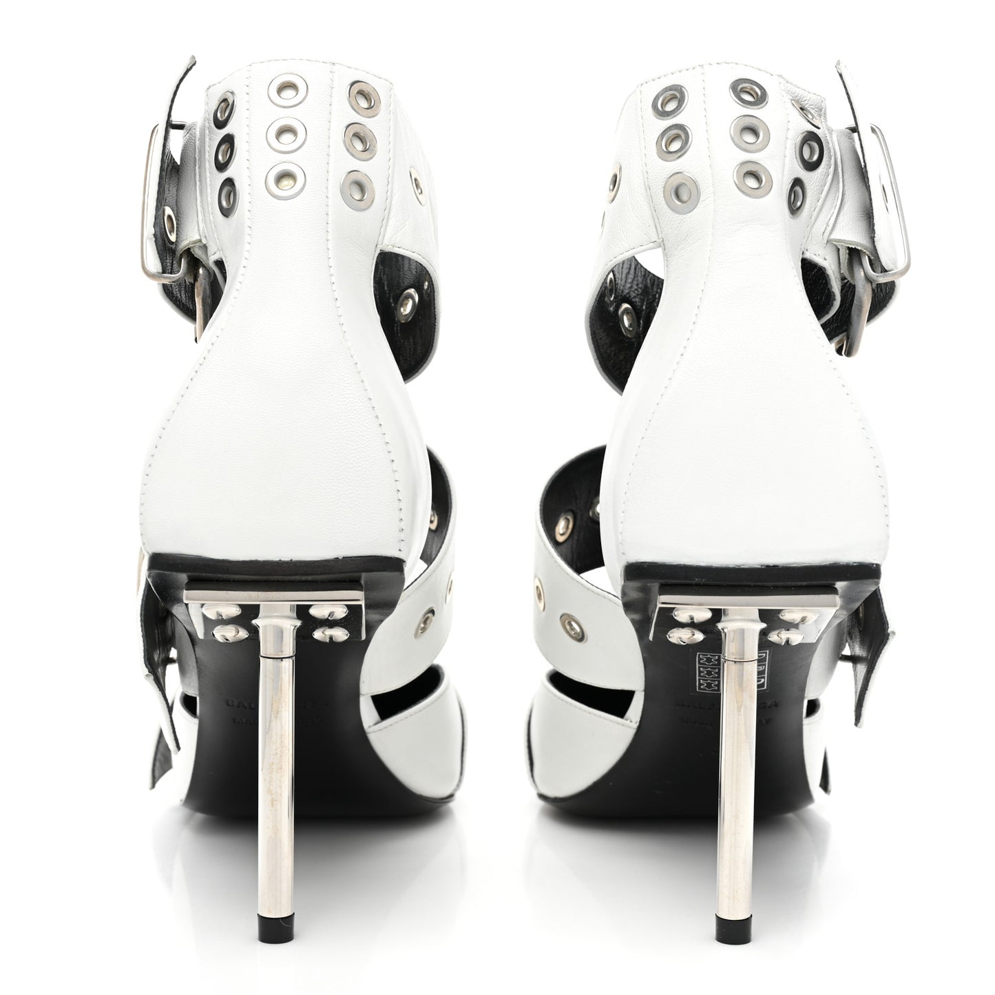 Shiny Kidskin Point Toe Buckle Pumps 38 White