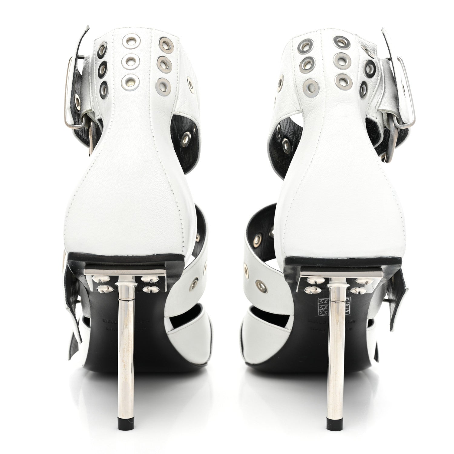 Balenciaga Shiny Kidskin Point Toe Buckle Pumps 38 White 4 of 13