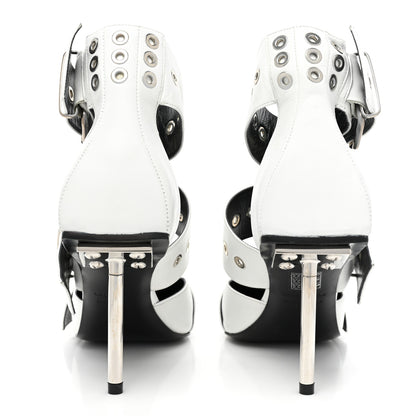 Balenciaga Shiny Kidskin Point Toe Buckle Pumps 38 White 4 of 13