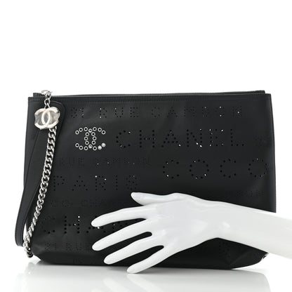 Chanel Calfskin Eyelets Clutch Black 2 of 8