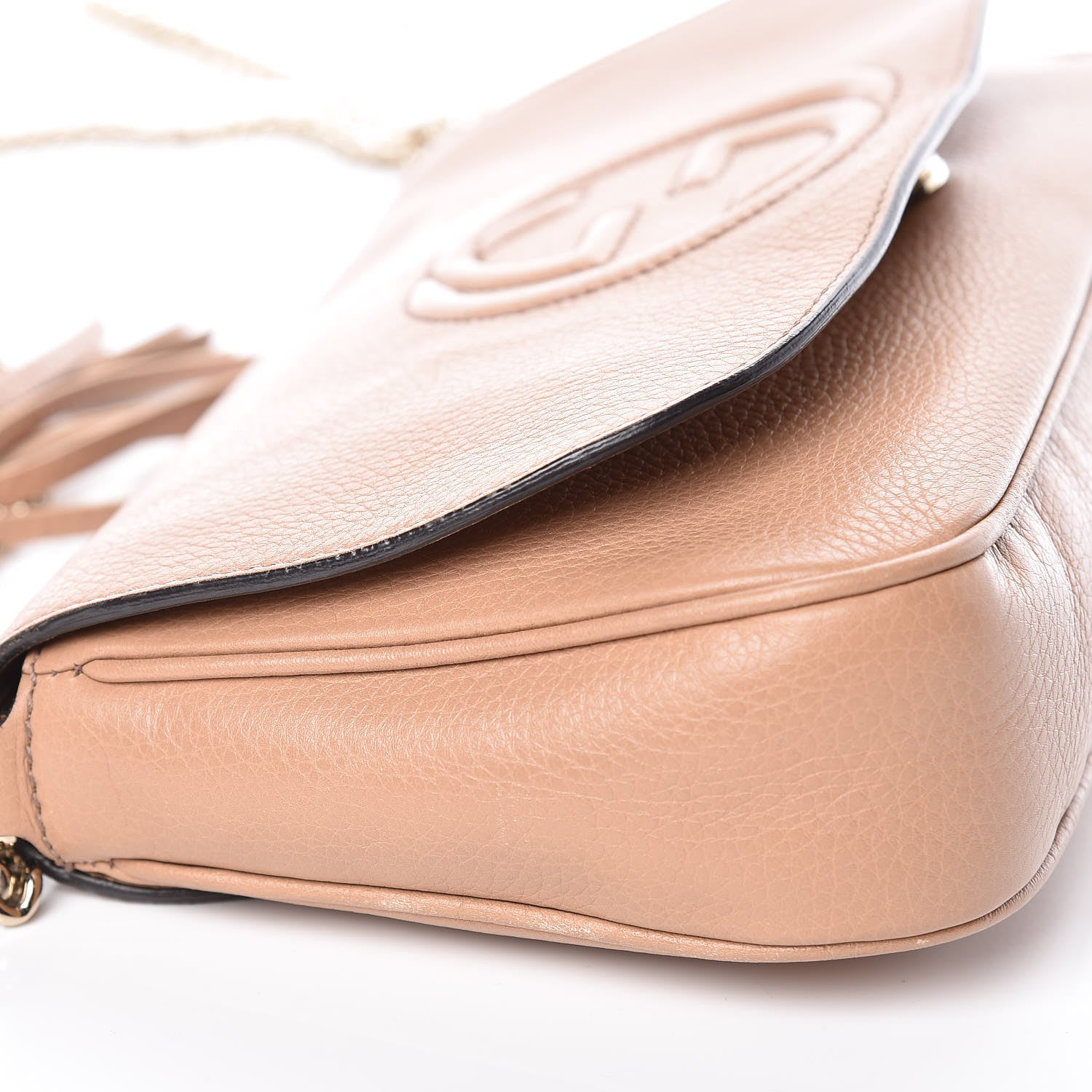 Gucci Pebbled Calfskin Medium Soho Flap Crossbody Camelia 9 of 15