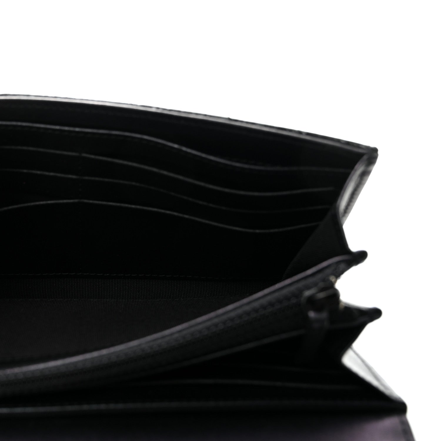 Chanel Patent Metallic Crumpled Calfskin Chevron Quilted Large Gusset Flap Wallet So Black 5 of 9