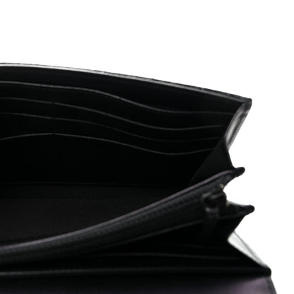 Chanel Patent Metallic Crumpled Calfskin Chevron Quilted Large Gusset Flap Wallet So Black 5 of 9