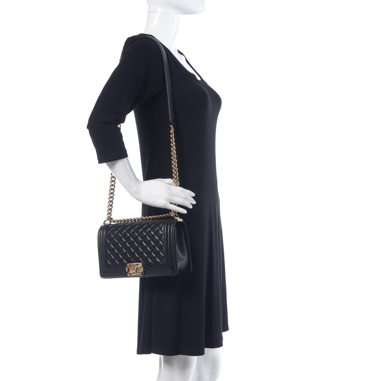 Lambskin Quilted Medium Boy Flap Black
