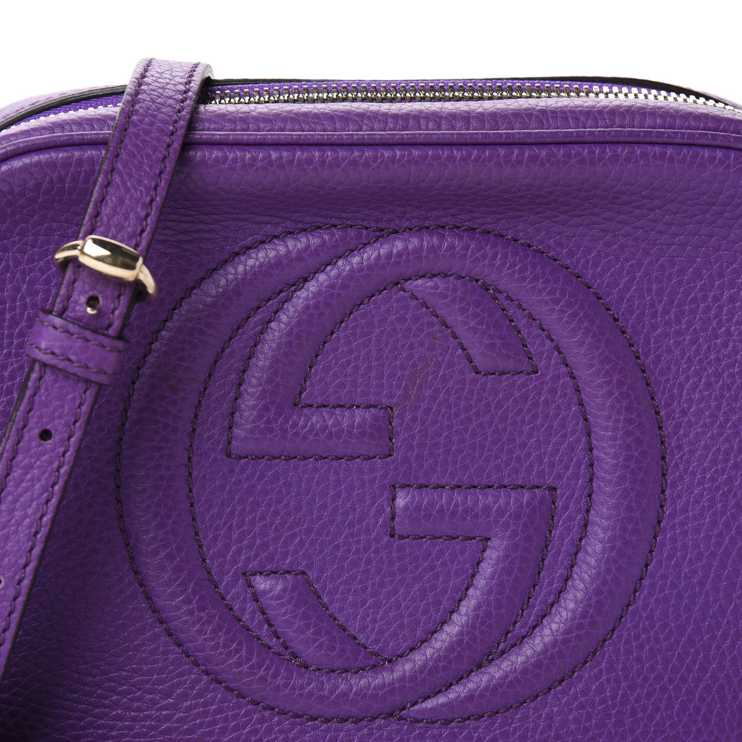 Pebbled Calfskin Small Soho Disco Bag Shine Purple