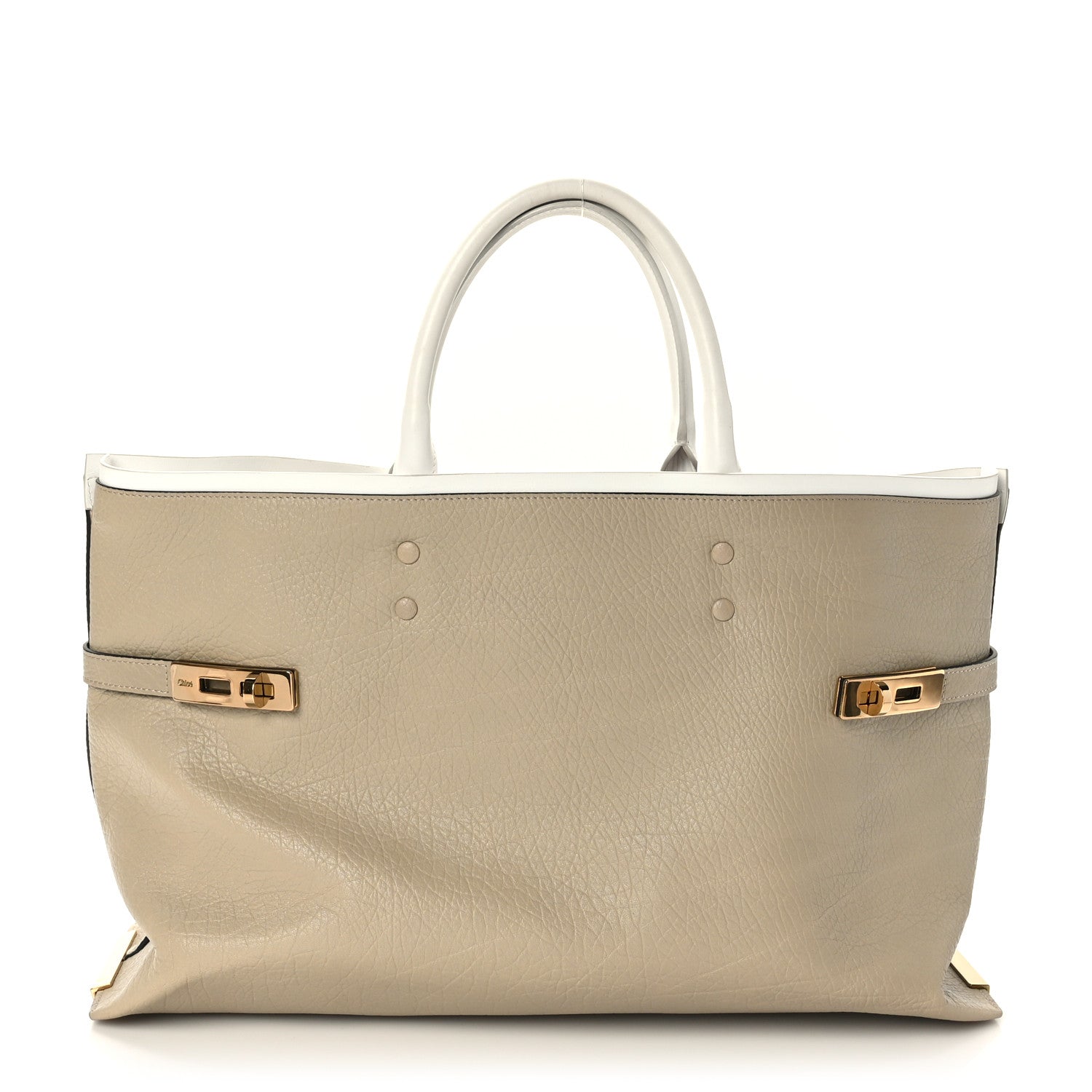 Chloe Grained Calfskin Large Charlotte Tote Motty Grey White 2 of 11