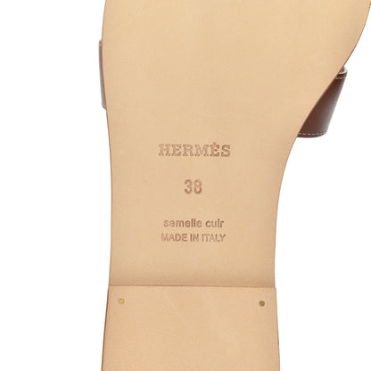 Hermes Box Calfskin Oran Sandals 38 Gold 7 of 9