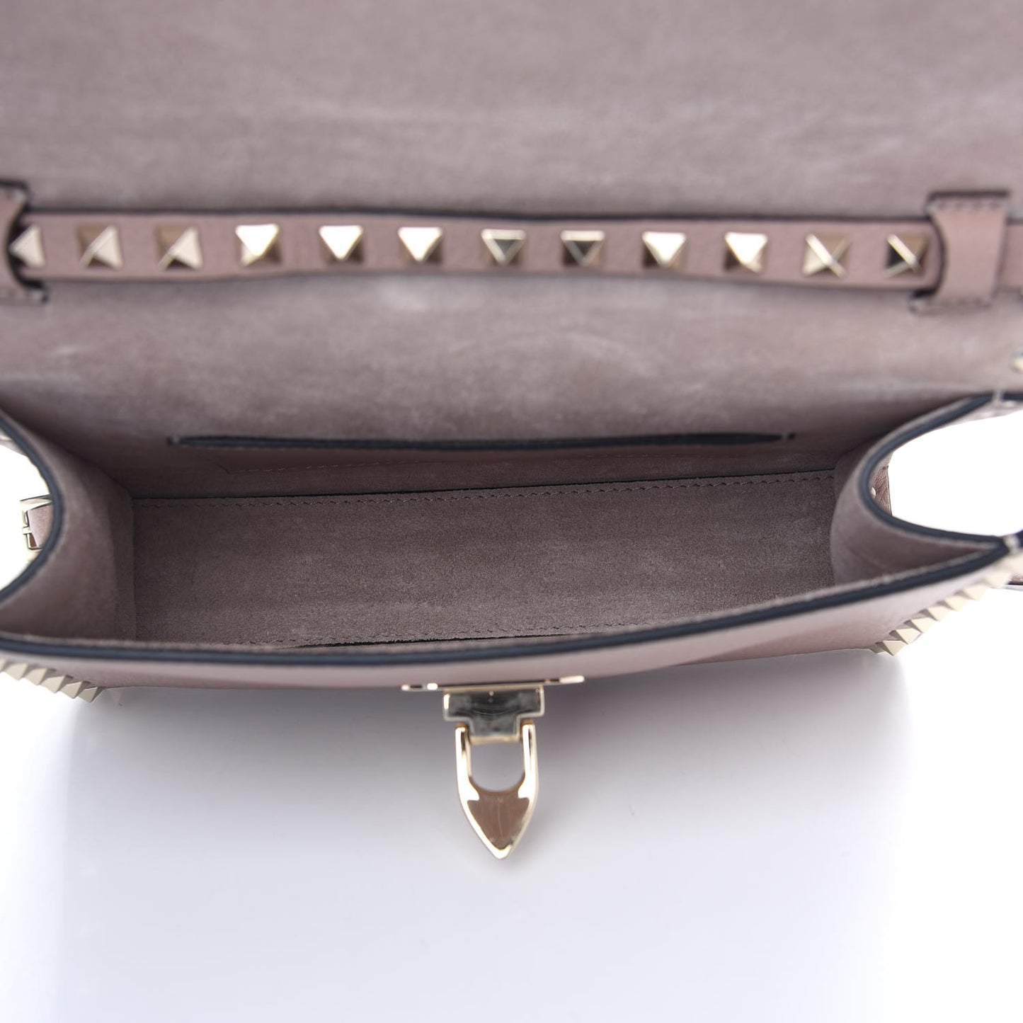 Pebbled Calfskin Medium Rockstud Flip Lock Crossbody Bag Poudre