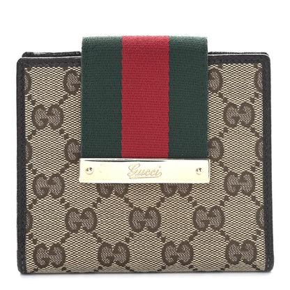 Gucci Monogram Ladies Web French Flap Wallet Dark Brown 1 of 8