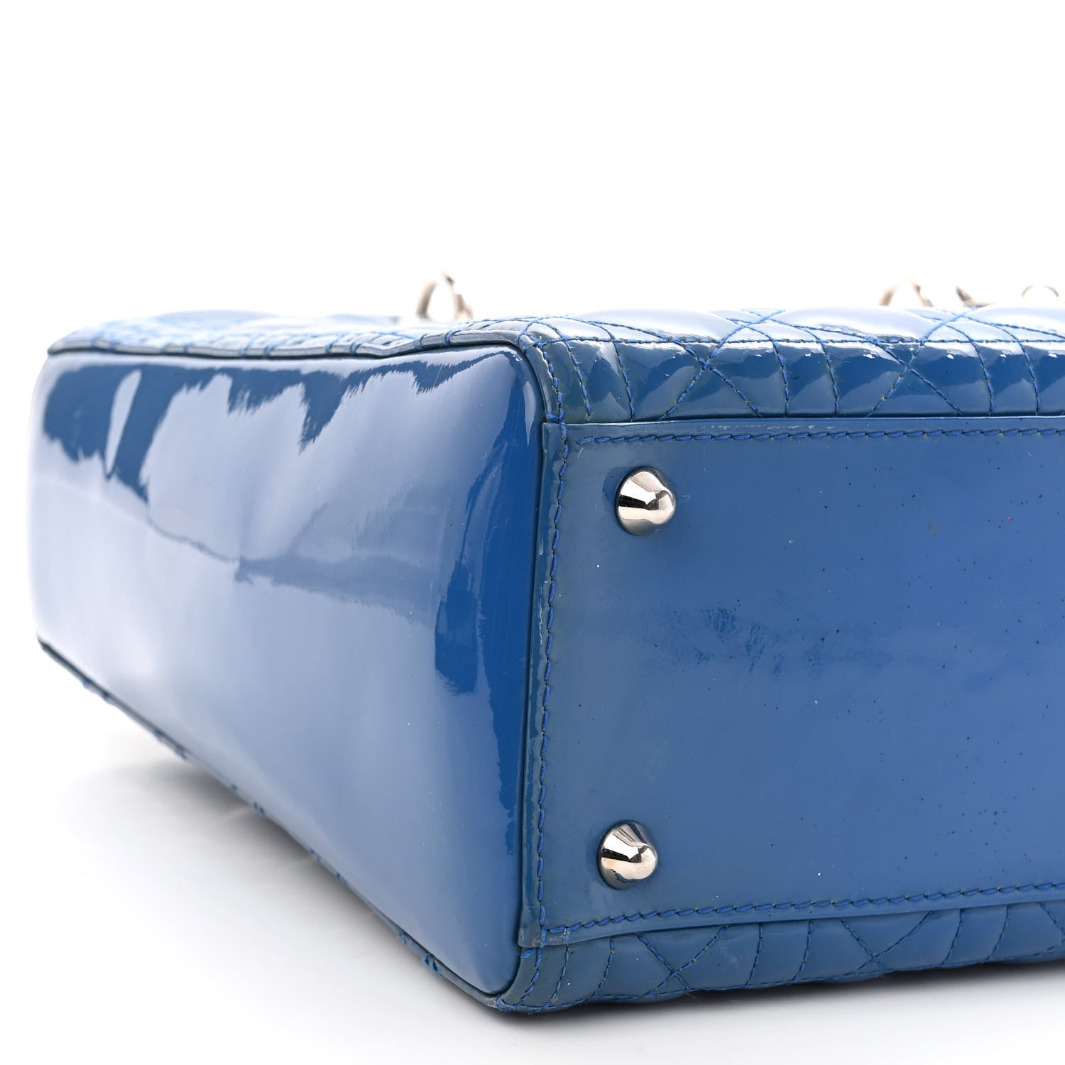 Christian Dior Patent Cannage Large Lady Dior Blue 8 of 9