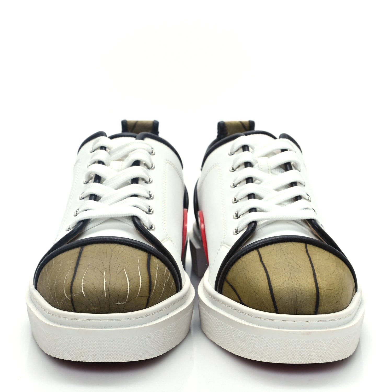 Christian Louboutin Calfskin Mens Adolon Junior Low Top Sneaker 42 White Kaki 2 of 8