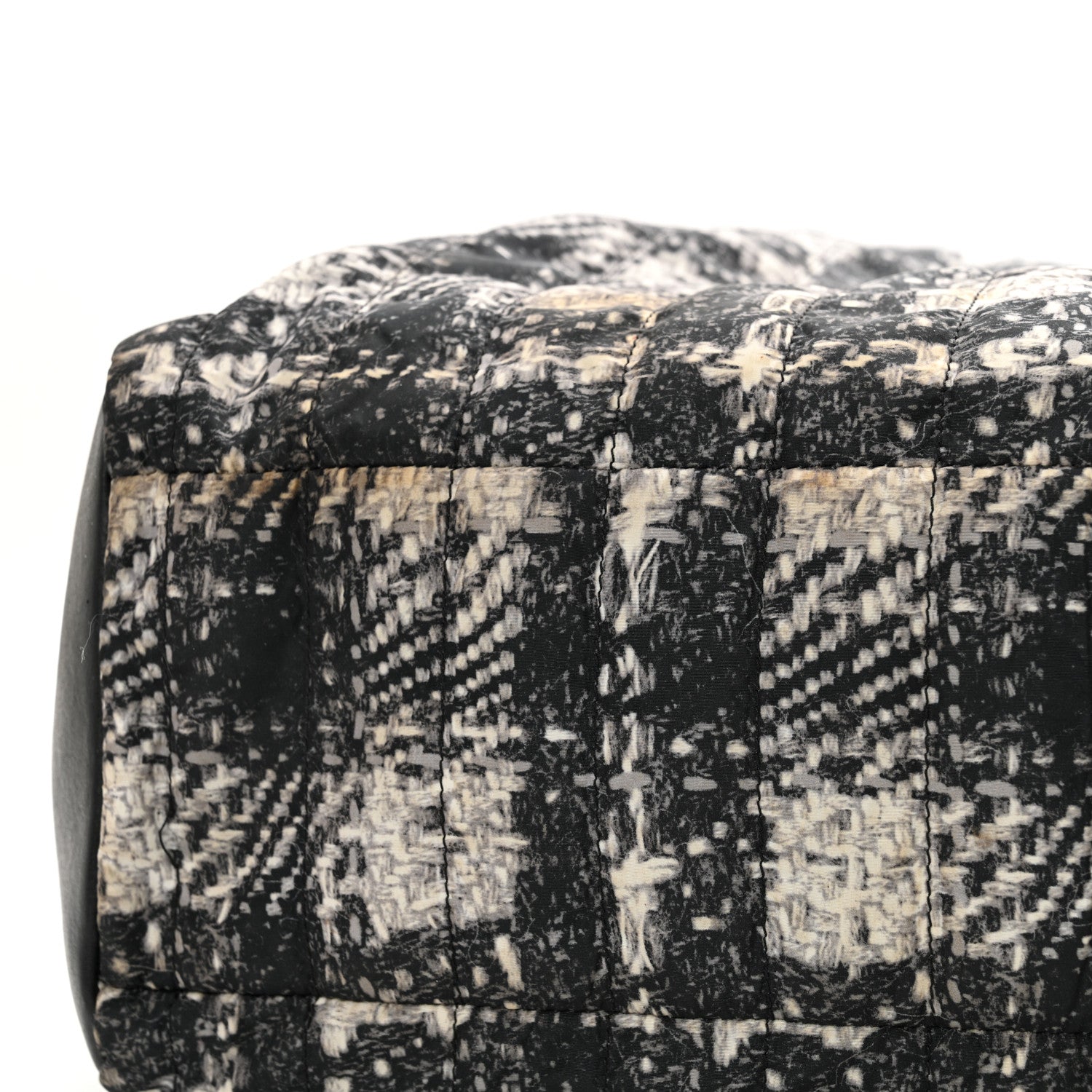 Chanel Lambskin Nylon Tweed Printed Tote Black White 19 of 21