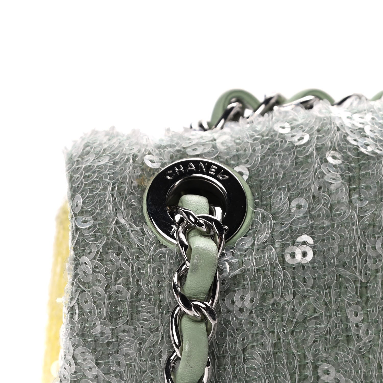 Chanel Sequin Mini Waterfall Flap Green Light Green Yellow 18 of 18