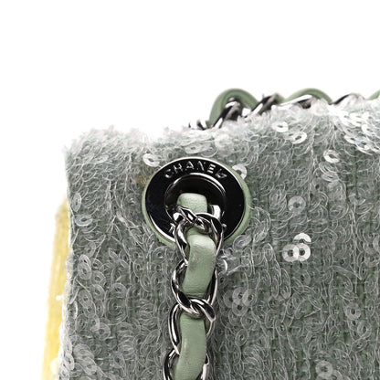 Chanel Sequin Mini Waterfall Flap Green Light Green Yellow 18 of 18