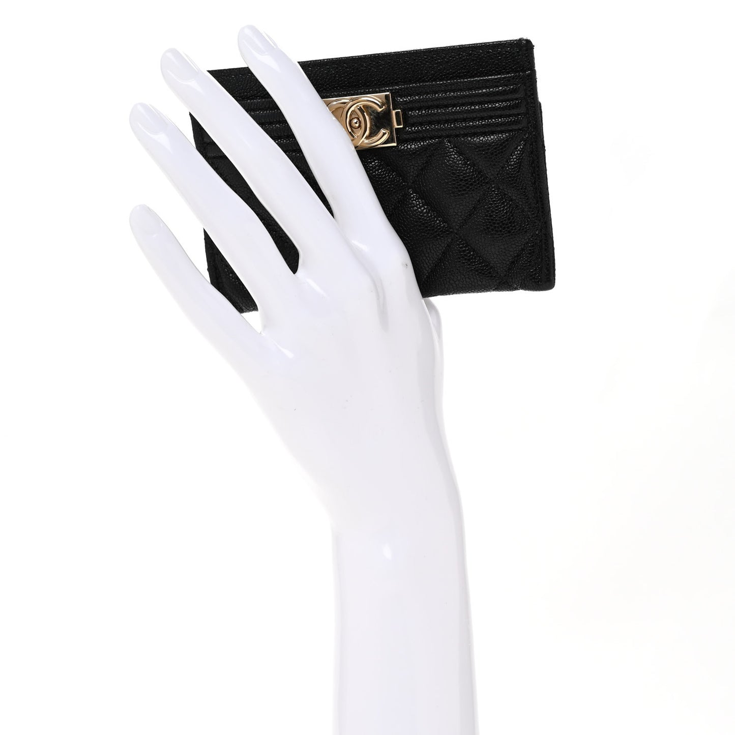 Caviar Quilted Boy Card Holder Black