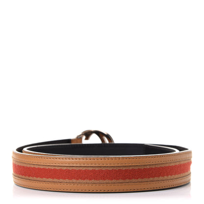Gucci Calfskin Web Interlocking G Belt 80 32 Beige Red 2 of 4