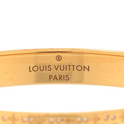 Louis Vuitton Brass Crystal Monogram Nanogram Strass Cuff S Gold 4 of 5