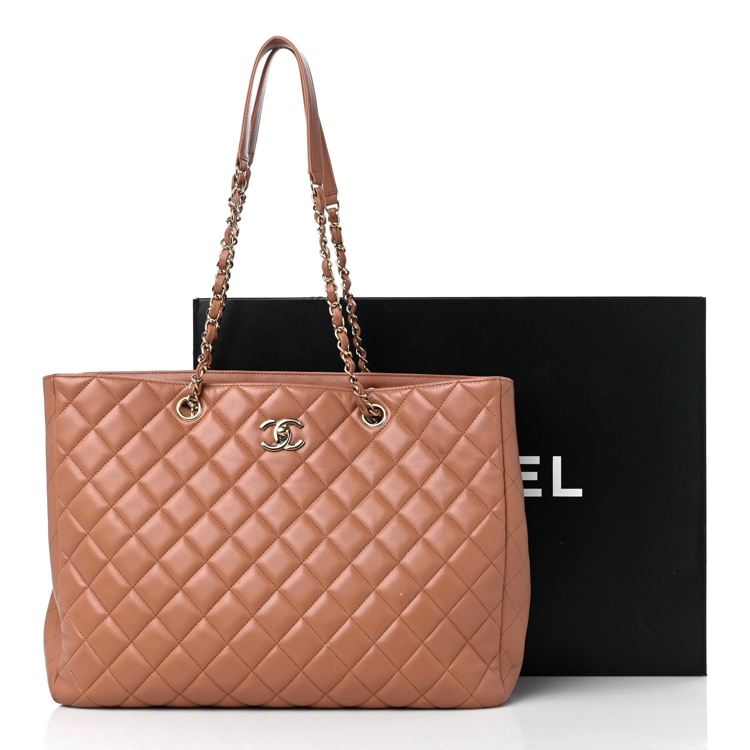 Chanel Calfskin Quilted Large Shopping Tote Dark Beige 14 of 14