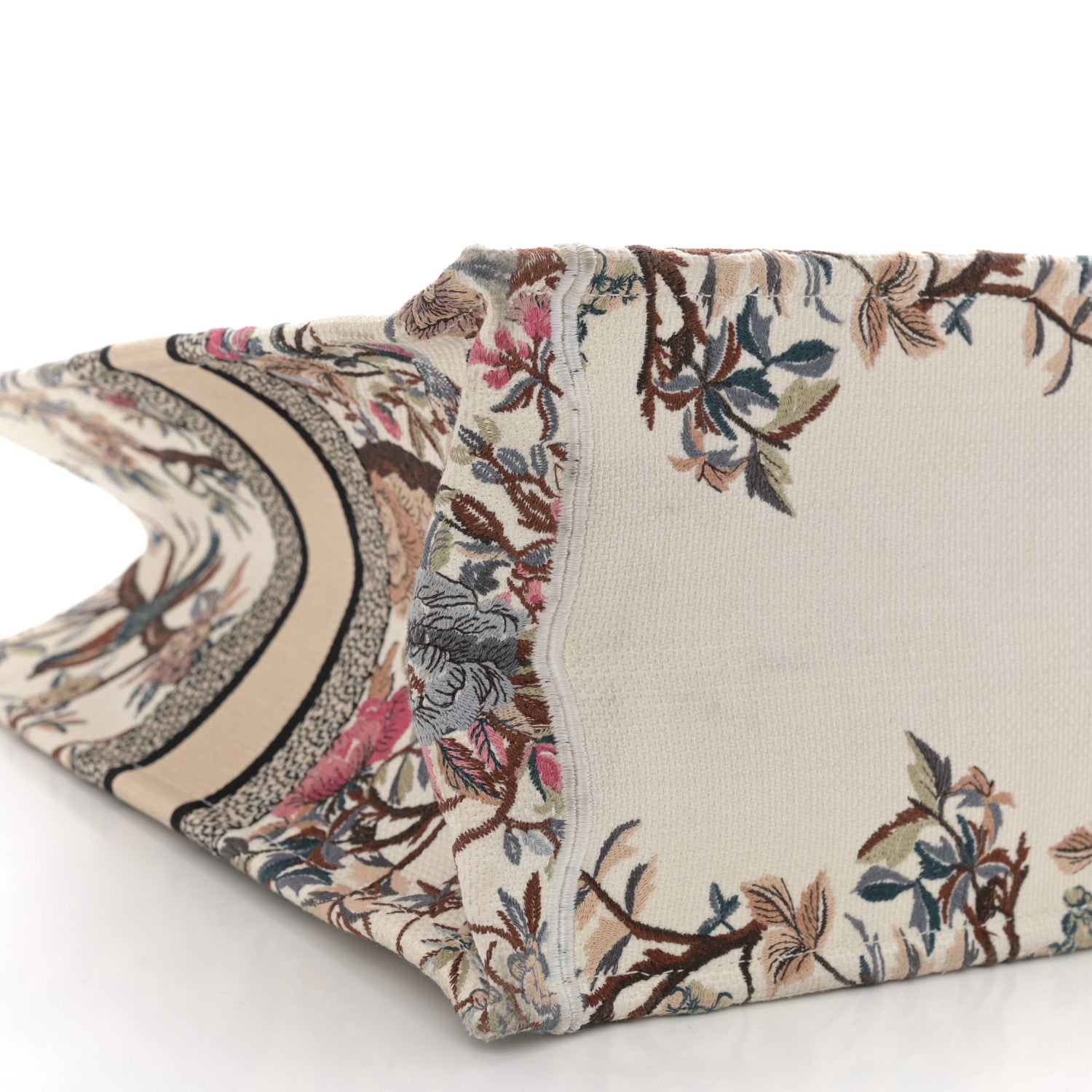 Christian Dior Canvas Embroidered Large Jardin D'Hiver Book Tote Latte Multicolor 9 of 11