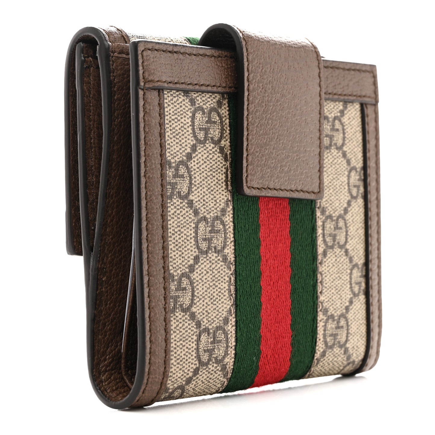 GG Supreme Monogram Web Ophidia French Flap Wallet Beige New Acero