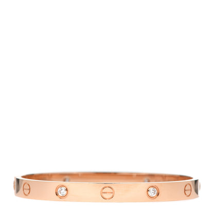 Cartier 18K Pink Gold 4 Diamond LOVE Bracelet 17 3 of 7