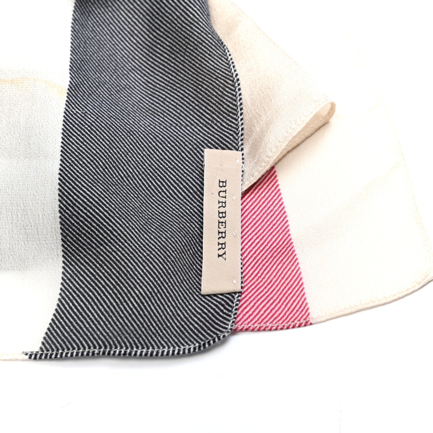 Burberry Silk Giant Check Scarf Ivory 2 of 5