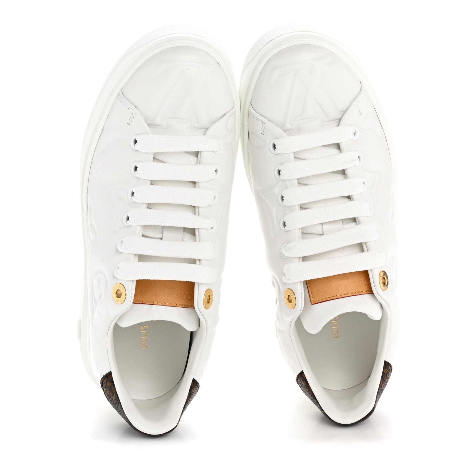 Louis Vuitton Lambskin Embossed Monogram Time Out Sneakers 36 White 4 of 20