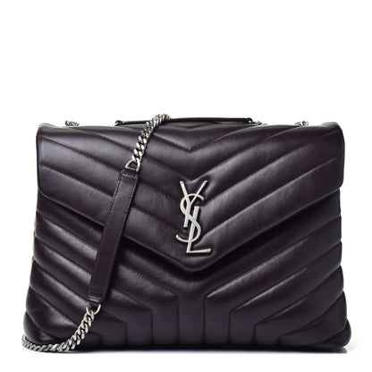 Saint Laurent Calfskin Y Quilted Monogram Medium Loulou Chain Satchel Amaranto 1 of 9