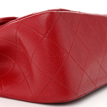 Chanel Caviar Quilted Jumbo Double Flap Red 9 of 17