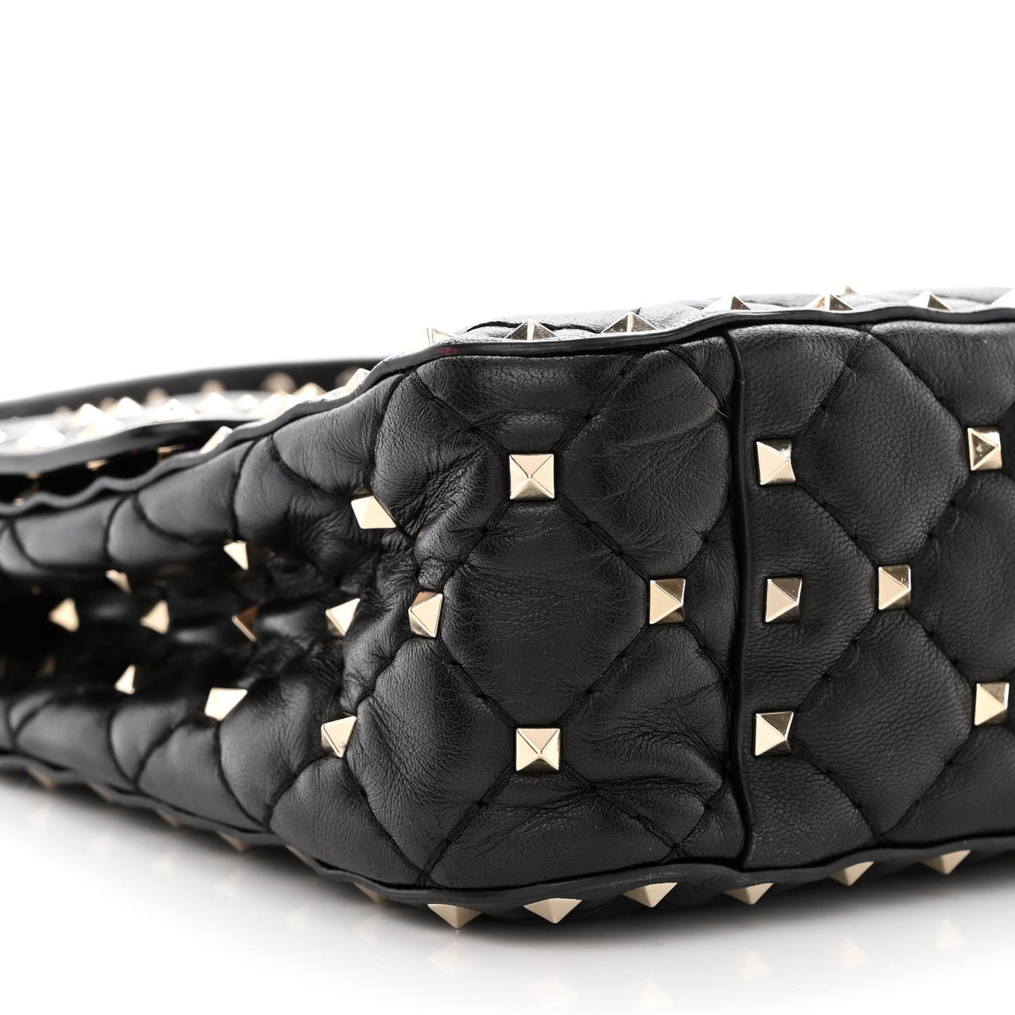 Lambskin Medium Rockstud Spike Shoulder Bag Black