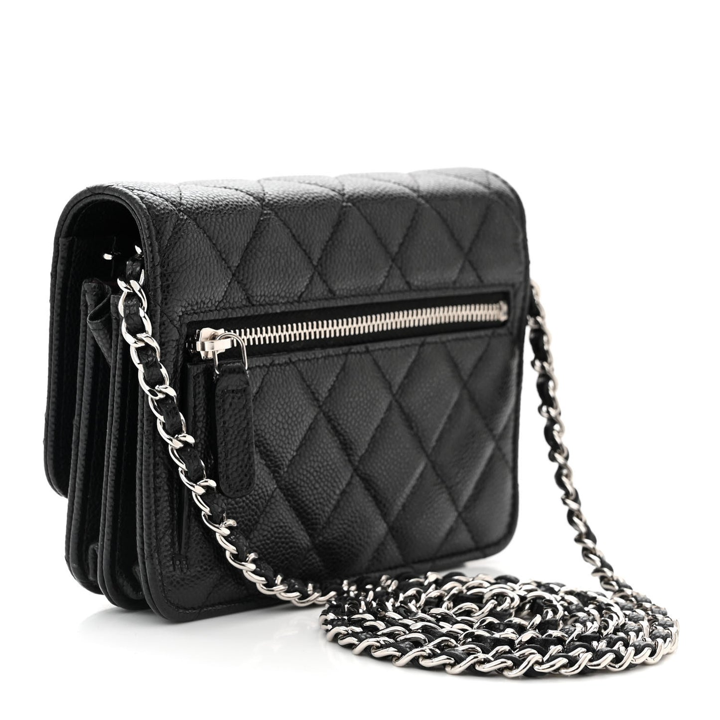 Caviar Quilted Mini Wallet On Chain WOC Black