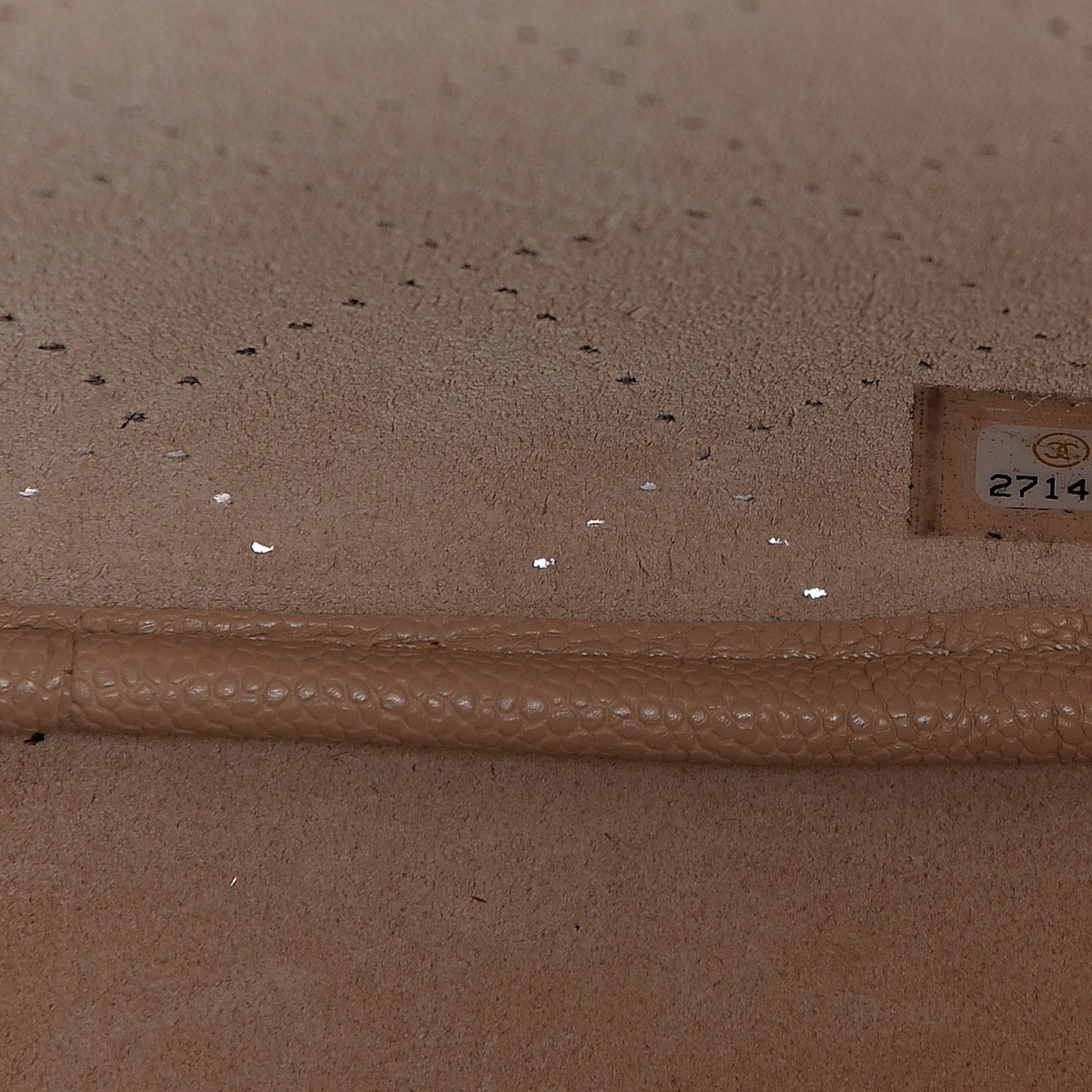 Grained Calfskin Perforated Small Flap Hobo Beige