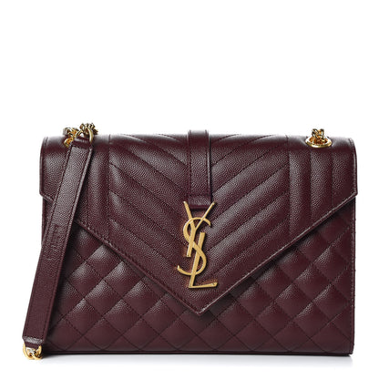Saint Laurent Grain De Poudre Textured Mixed Matelasse Medium Triquilt Monogram Satchel Rouge Legion 1 of 9