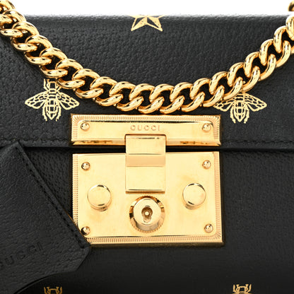 Gucci Grained Calfskin Bee Star Small Padlock Shoulder Bag Black 8 of 11