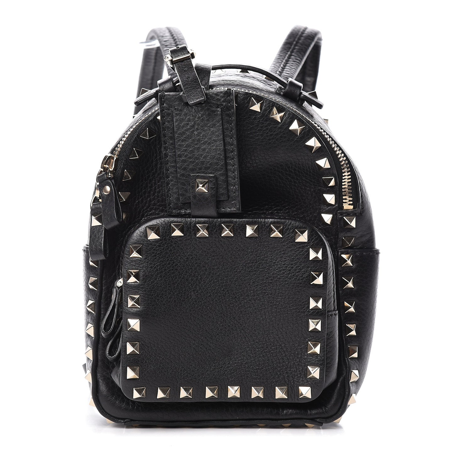 Pebbled Calfskin Mini Rockstud Backpack Black