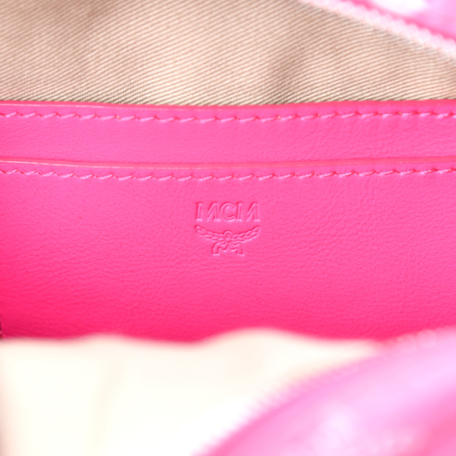 MCM Visetos Side Stud X-Mini Stark Bebe Boo Backpack Neon Pink 6 of 9