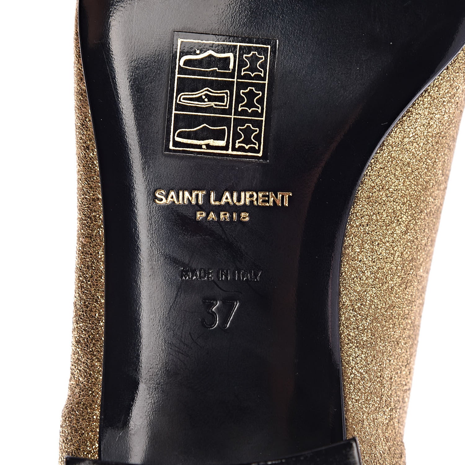Saint Laurent Metallic Calfskin Smoking Slipper Flat Loafers 37 Gold 8 of 11