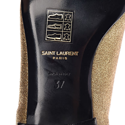 Saint Laurent Metallic Calfskin Smoking Slipper Flat Loafers 37 Gold 8 of 11