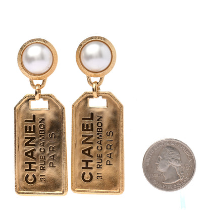Chanel Pearl CC Tags Drop Earrings Gold 2 of 4