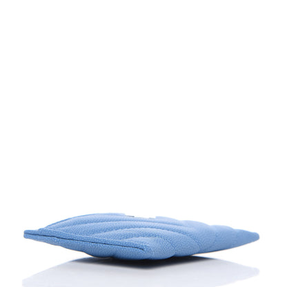Chanel Caviar Chevron Quilted Card Holder Blue 4 of 9