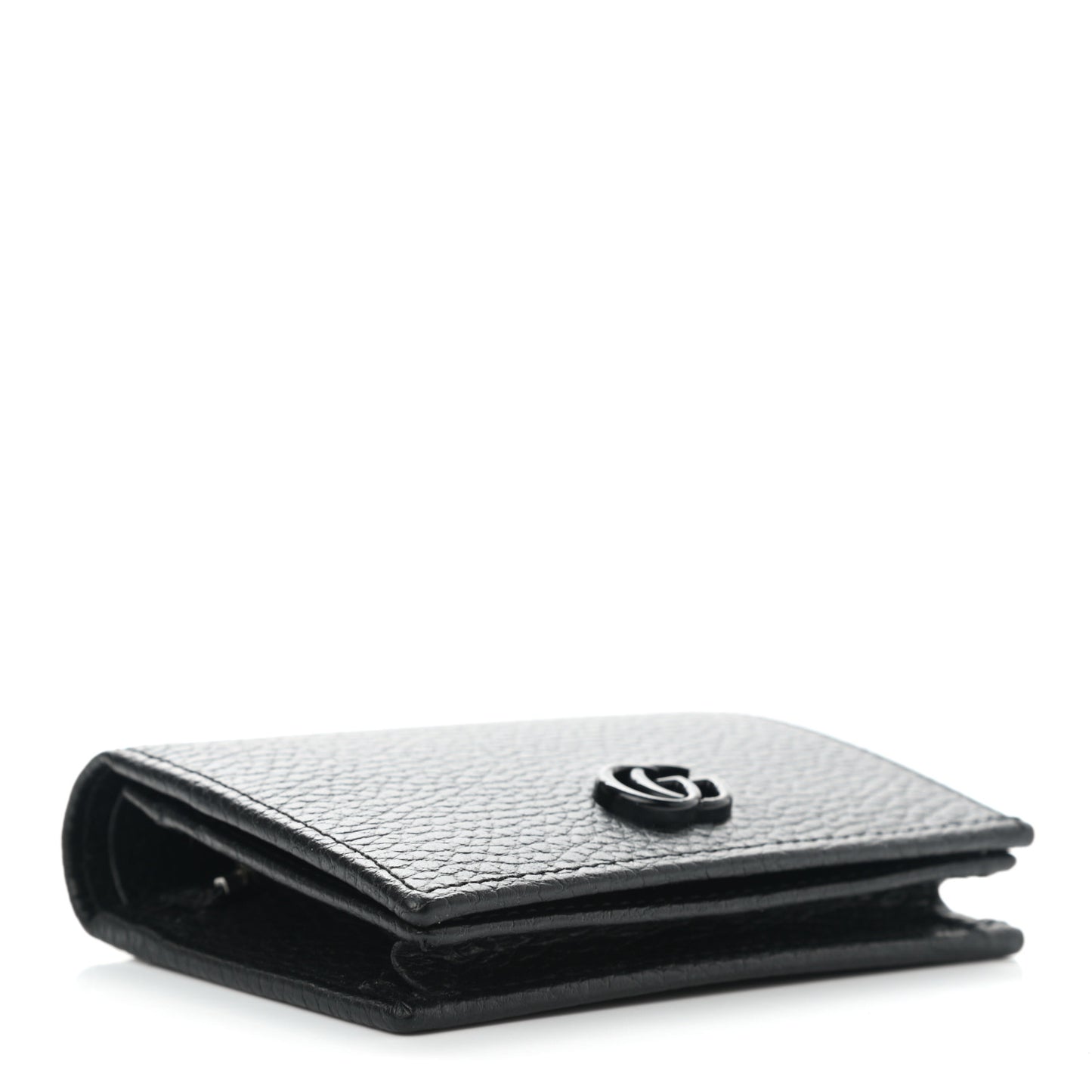 Dollar Calfskin Enamel Monochrome GG Marmont Card Case Black