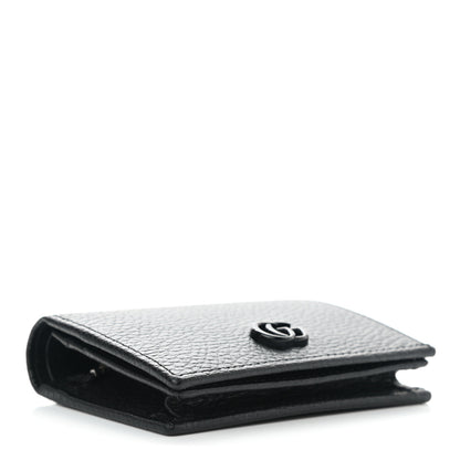 Gucci Dollar Calfskin Enamel Monochrome GG Marmont Card Case Black 4 of 7